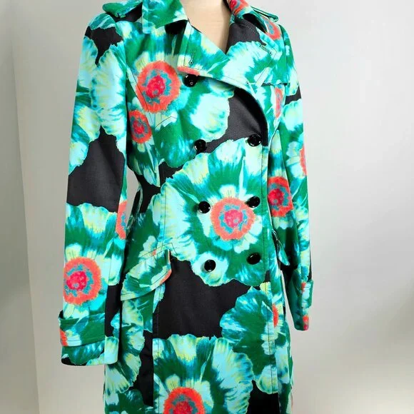 Banana Republic Floral Trench Coat – Statement Belted Coat – Size M - Picture 4 of 10